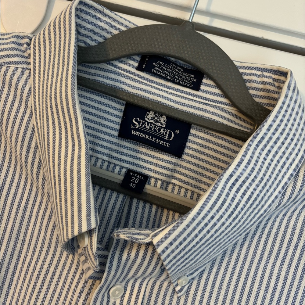 Stafford Classic Blue and White Pinstripe Shirt - Picture 2 of 3
